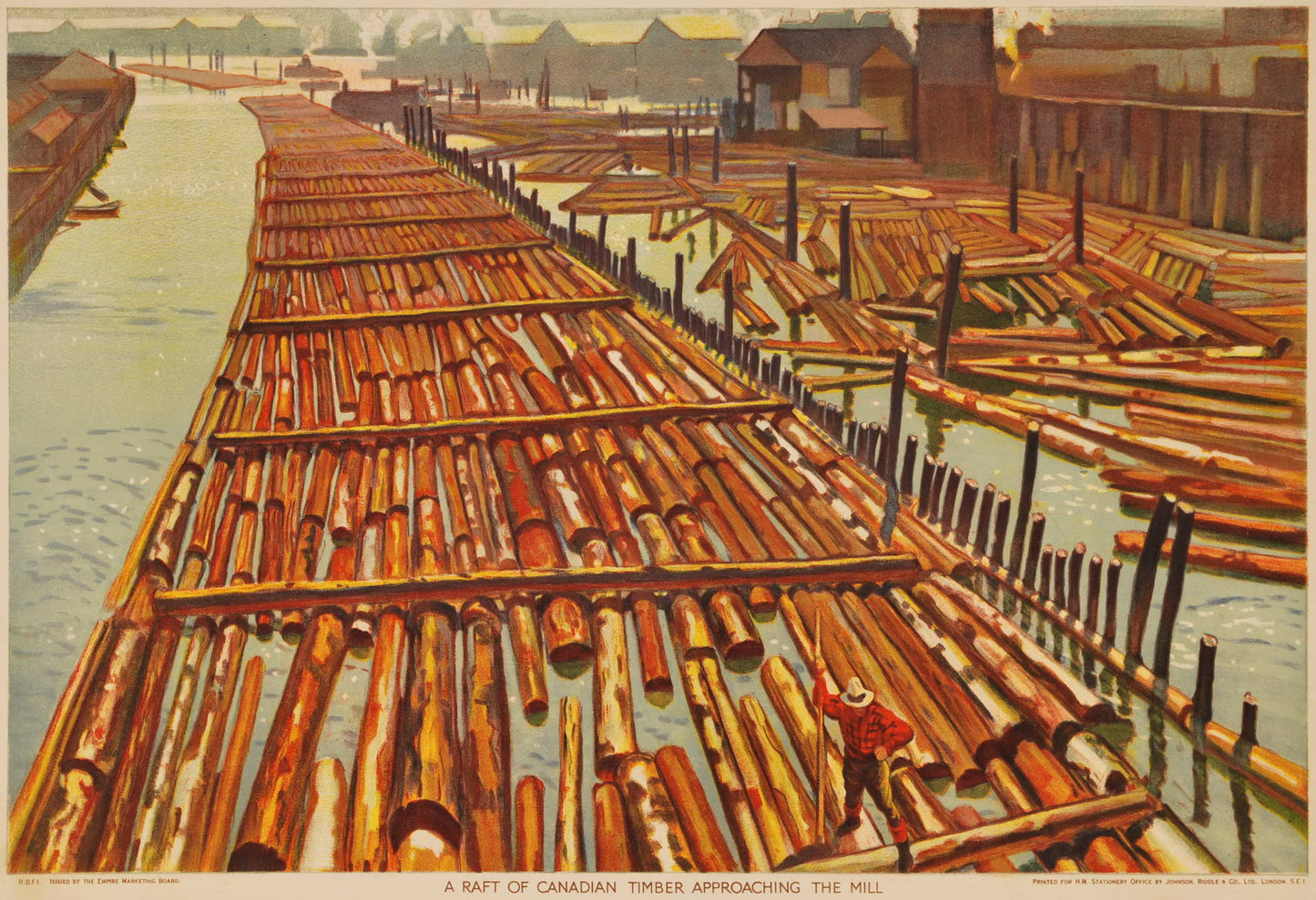 A Raft Of Canadian Timber Approaching The Mill