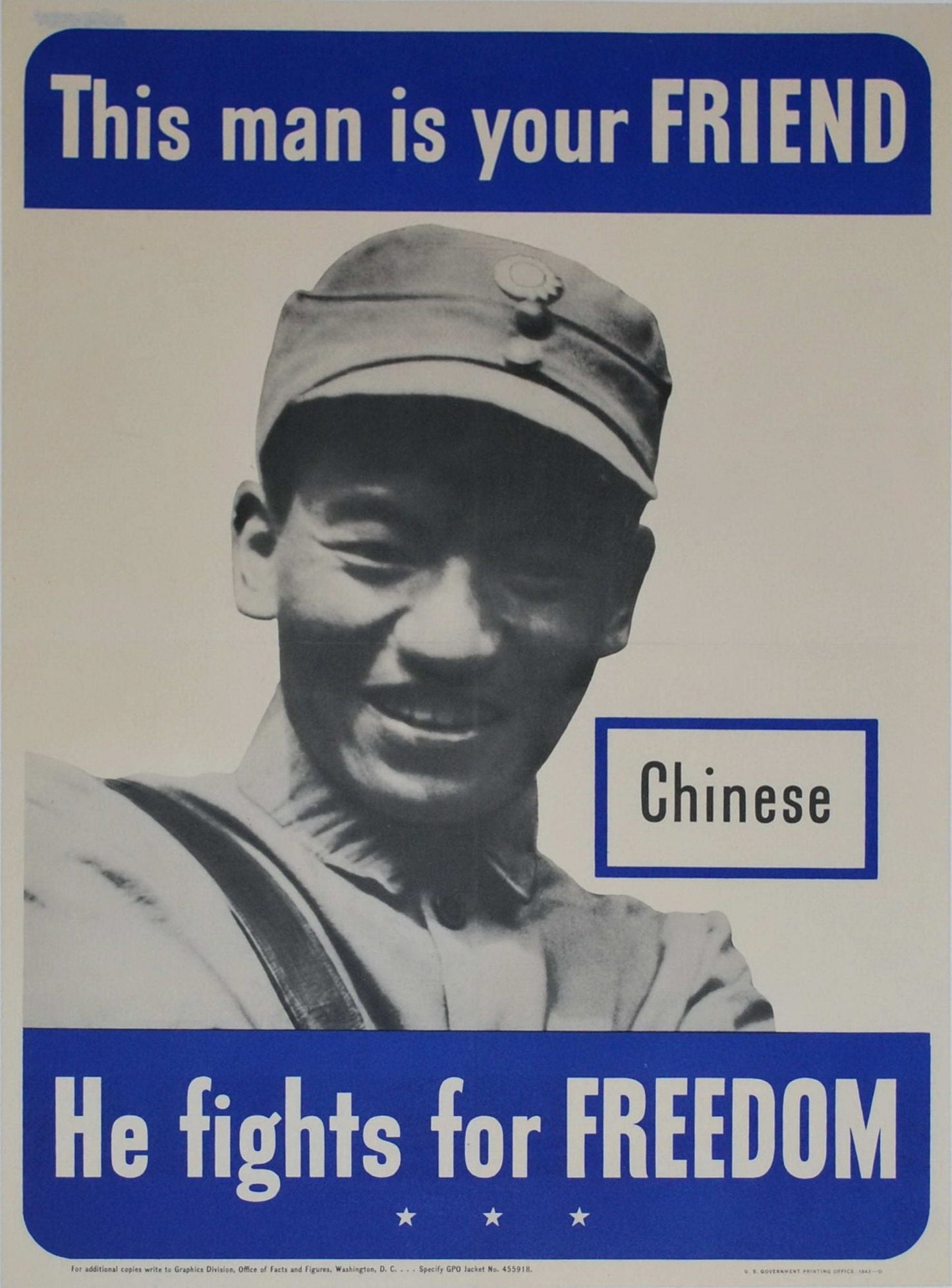 This Man Is Your Friend. He Fights For Freedom. Chinese