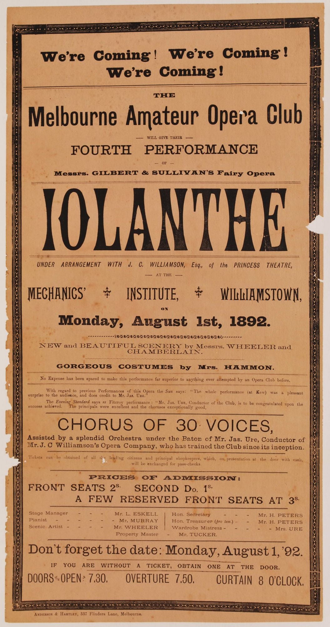 "Iolanthe," Melbourne Amateur Opera Club