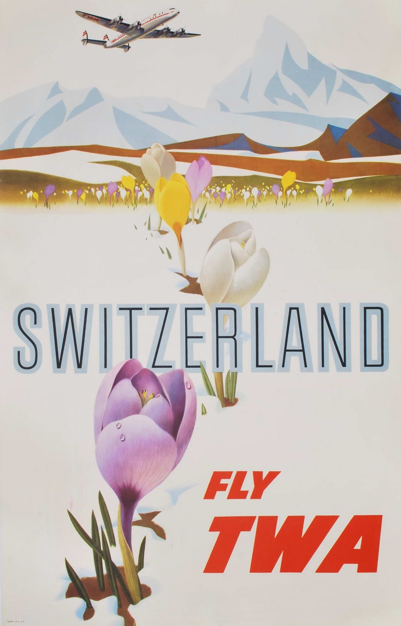 Switzerland. Fly TWA
