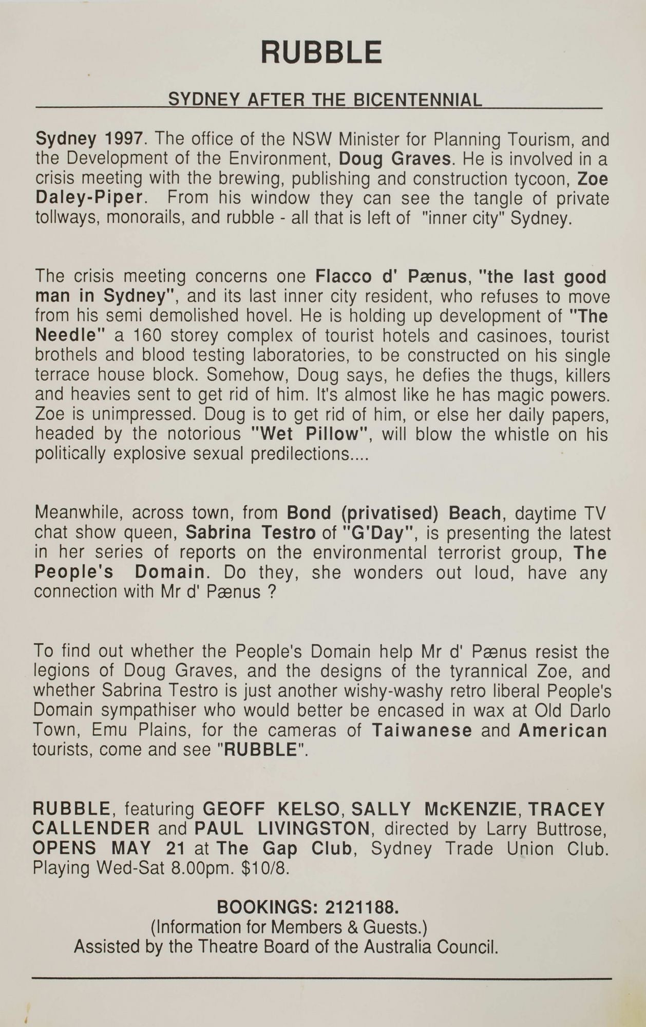 Rubble: Sydney After The Bicentennial [Play] – Posters + Prints