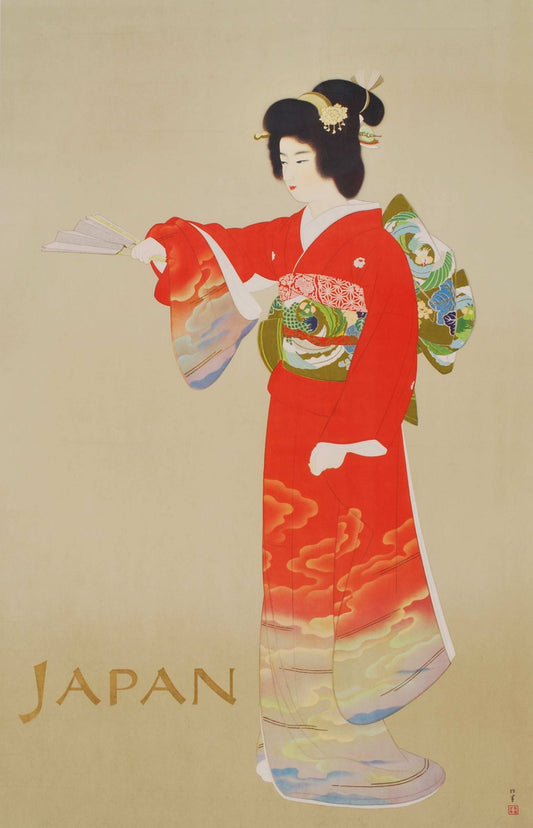 Japan Travel Bureau [Geisha In Red Kimono]